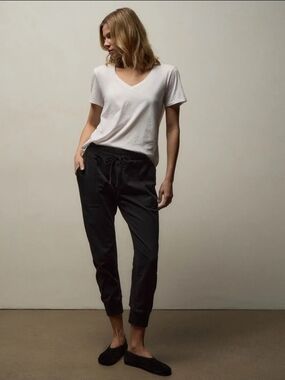 James Perse Black Cotton Jogger Pants Sz 1